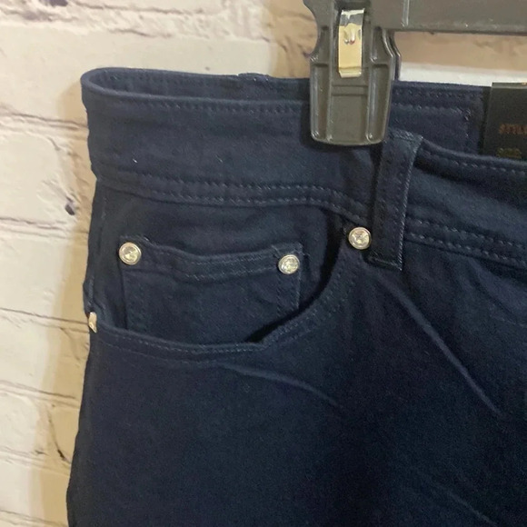 Dkin Dark Dark Blue Studded Pockets Stretch Straight Legged Jeans - Picture 4 of 9